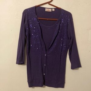 Sequined Quacker factory purple XS  cardigan with attached shell